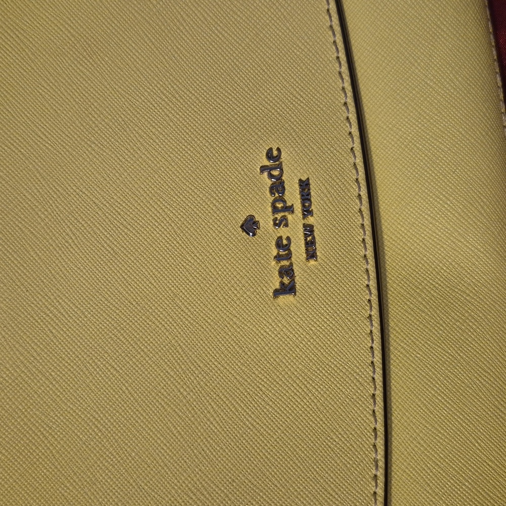 EUC 💋 KATE SPADE 💋LAUREL WAY ⚜️Yellow Crossgrain Leather⚜️ conv. Should/clutch - Picture 2 of 14